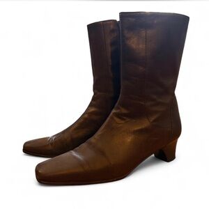 Cole Haan Size 6 Vintage Dark Brown Leather Women's Heeled Ankle Boots